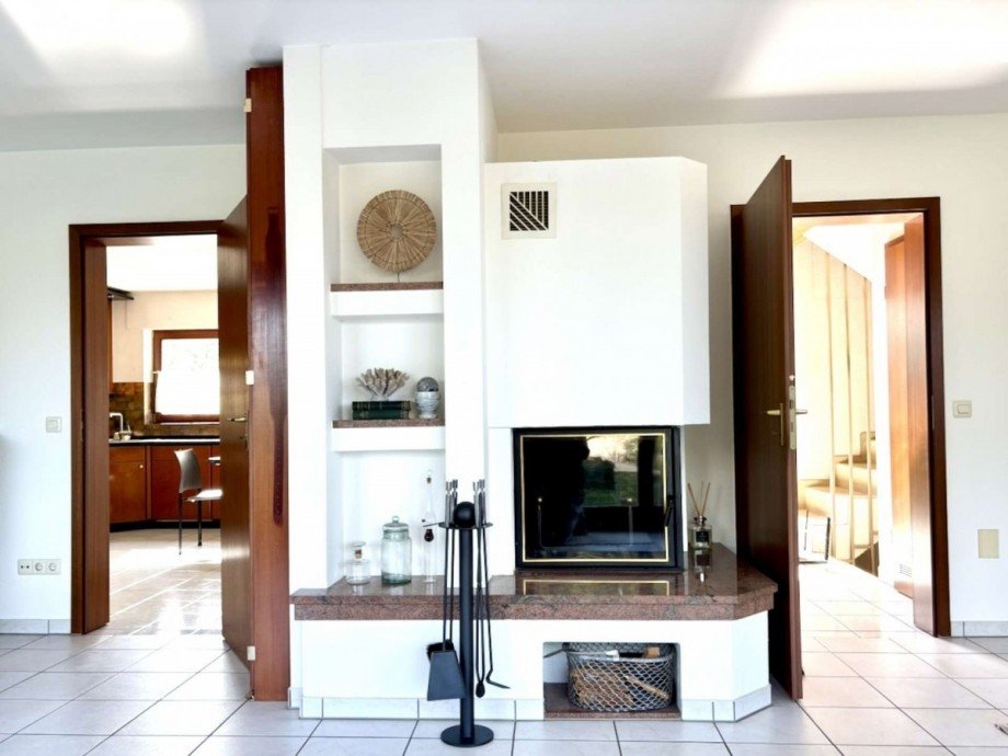 Wohnzimmer mit Kamin Einfamilienhaus Krefeld