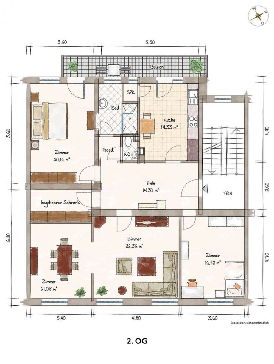 Grundriss Etagenwohnung D�sseldorf